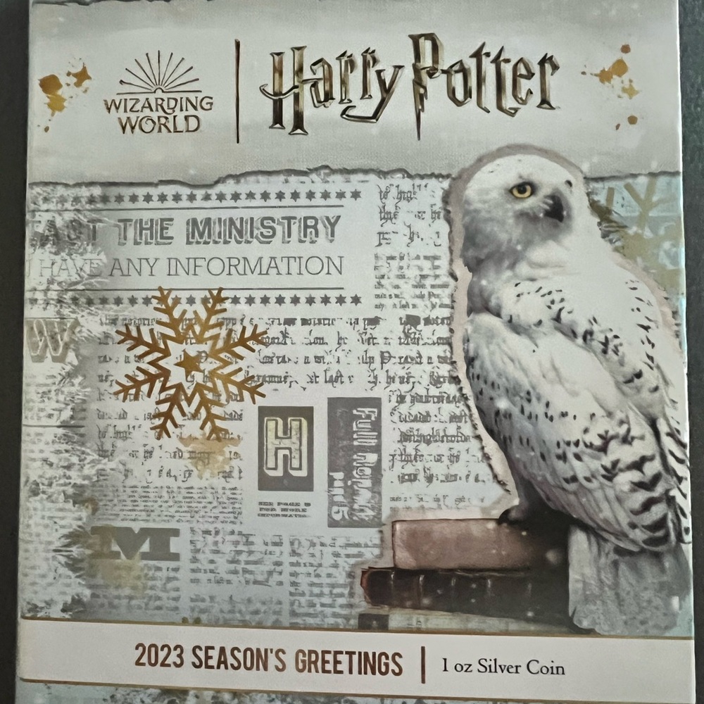 Harry Potter Silver 1 .oz Fine .999  Silver Christmas Ornament / Coin NIB NWT